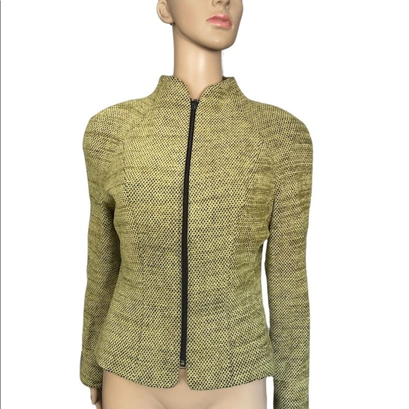Vintage Jacqueline Ferrar green black long sleeve zip up fitted jacket size 8 - Picture 2 of 12